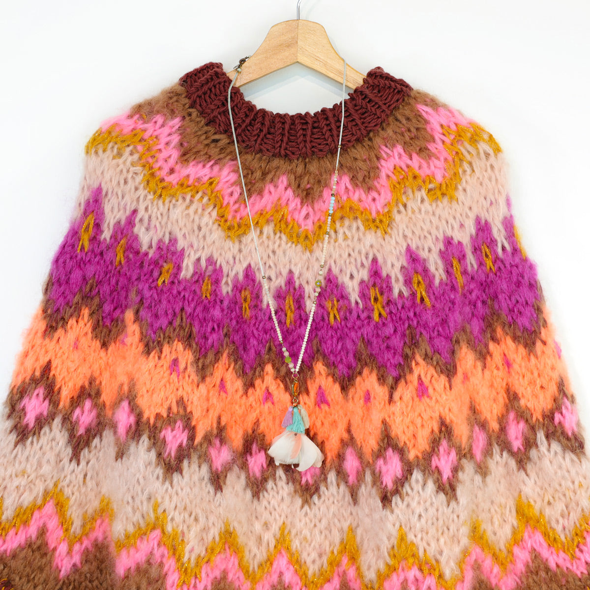Kit per lavorare a maglia – Poncho top-down in mohair grosso MYPZ Brownberry n. 12 (ENG-DE-NL-ES-FR-IT-DA-SV-NO)