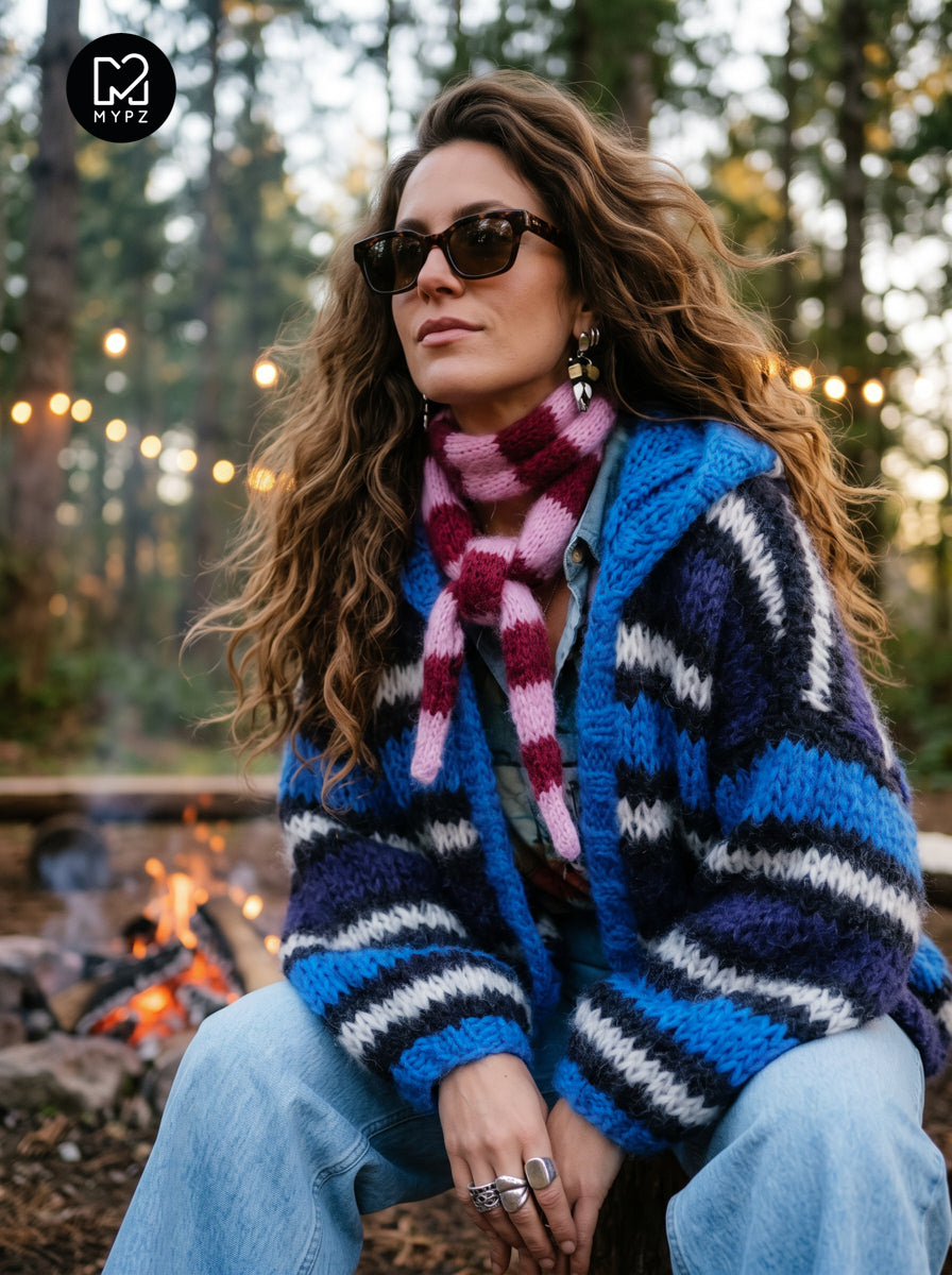 Schema di lavoro a maglia – MYPZ Hooded Chunky Mohair Bomber Cardigan Blu n.15 (ENG-DE-NL-ES-FR-IT-DA-SV-NO)