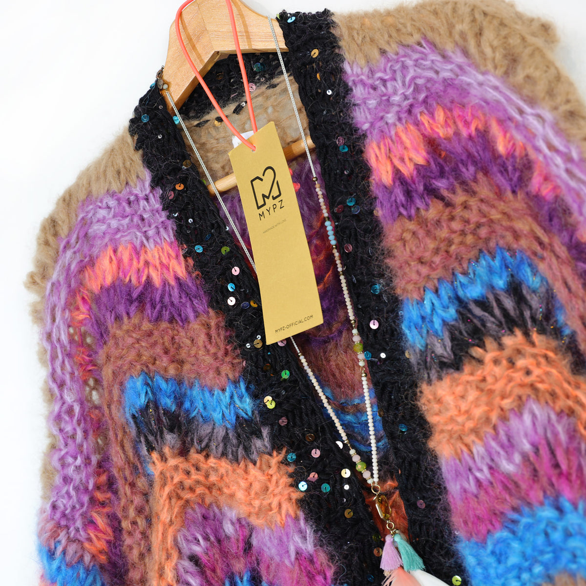Cardigan in mohair grosso corto MYPZ Maple Wave n. 12