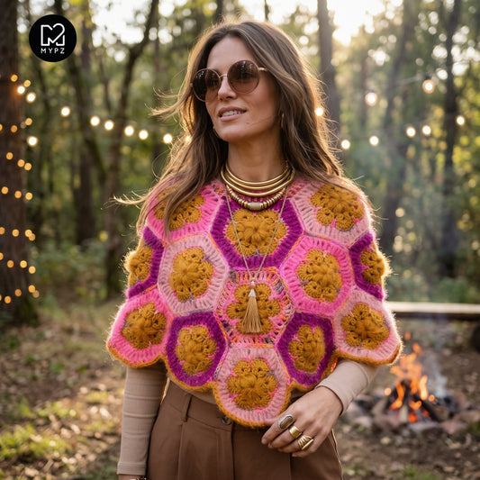 Schema all'uncinetto - MYPZ Poncho Pecan (ENG-DE-NL-ES-FR-IT-DA-SV-NO)