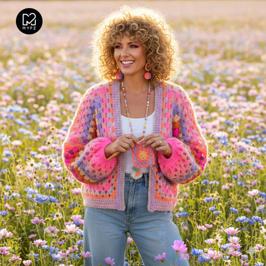 Crochet kit - MYPZ Hexagon Cardigan Pink Vibes (ENG-NL-DE-FR)