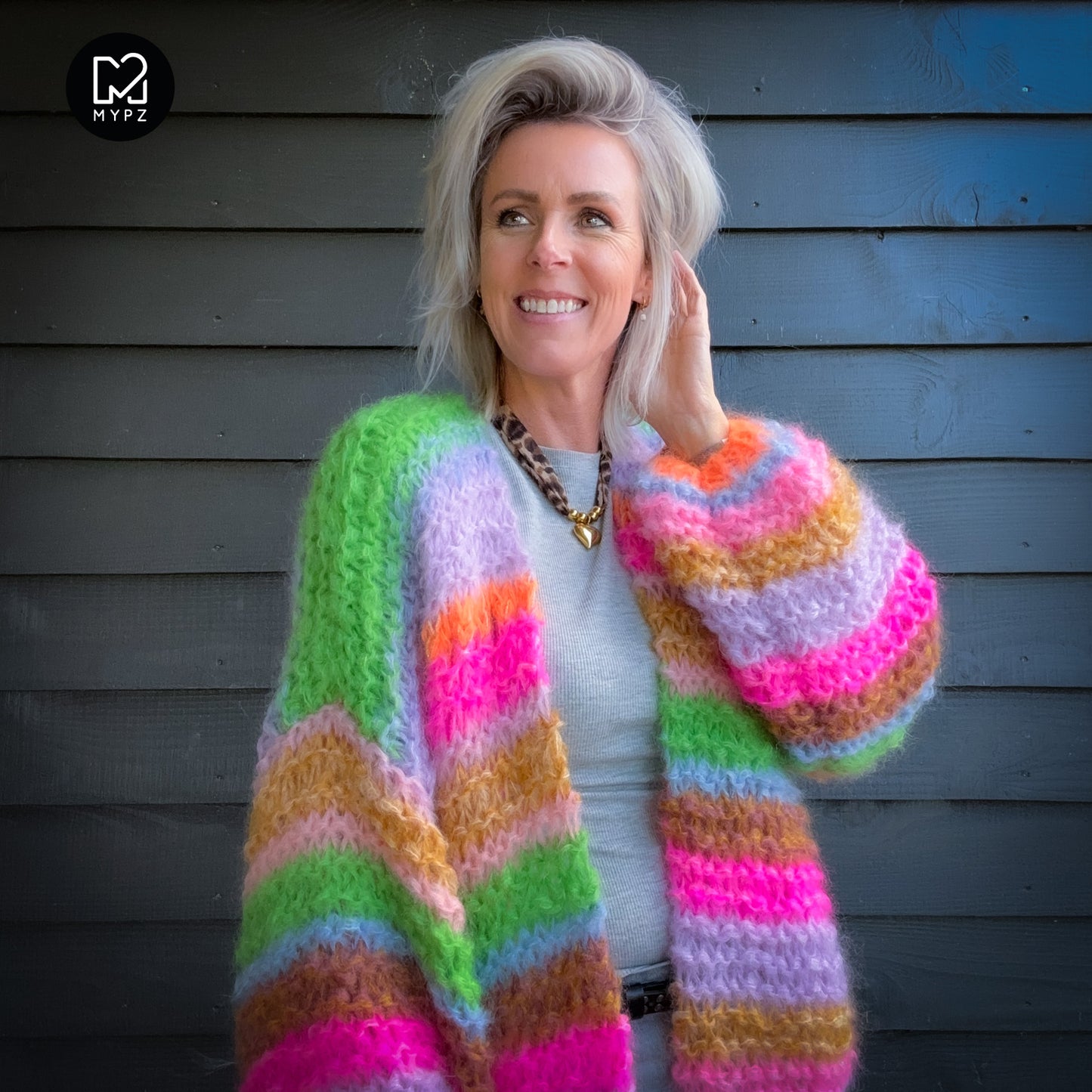 Knit pattern – MYPZ Chunky Mohair Cardigan Rainbow Sorbet No.15 (ENG-NL-DE)
