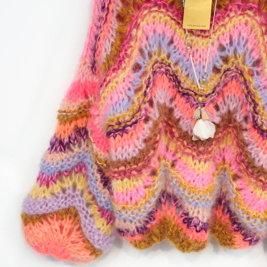 Knitting Kit – Chunky Mohair Pullover Colorflow Wave No.12 (ENG-NL-DE)