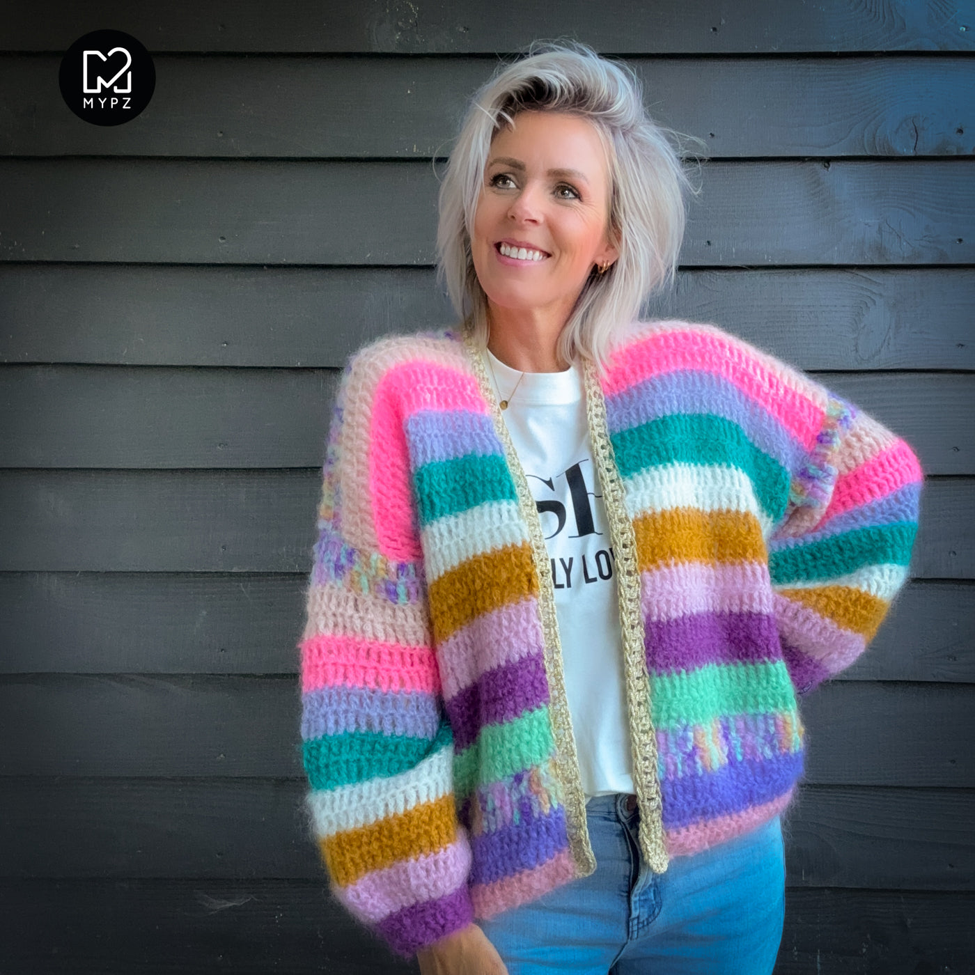 Crochet pattern - MYPZ Chunky Mohair cardigan Sunset Glow (ENG-NL-DE)