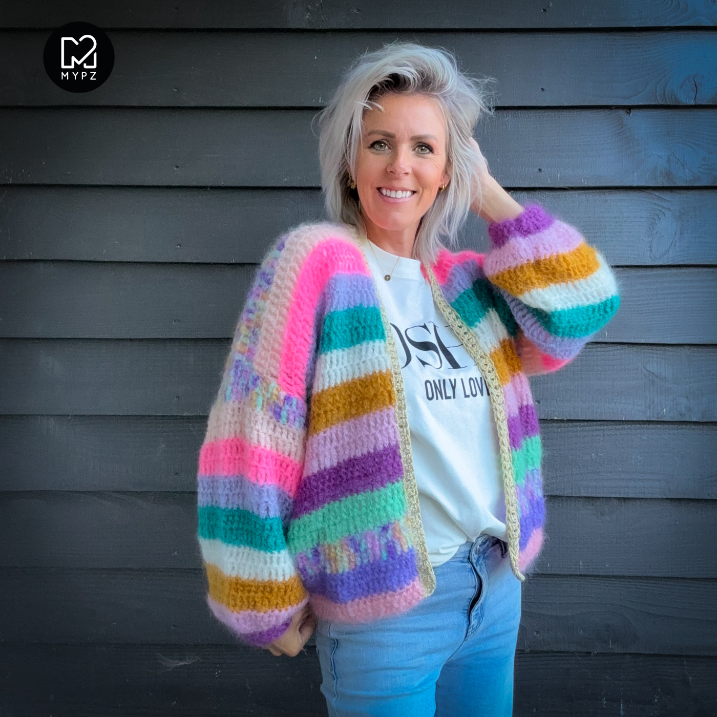 Crochet pattern - MYPZ Chunky Mohair cardigan Sunset Glow (ENG-NL-DE)