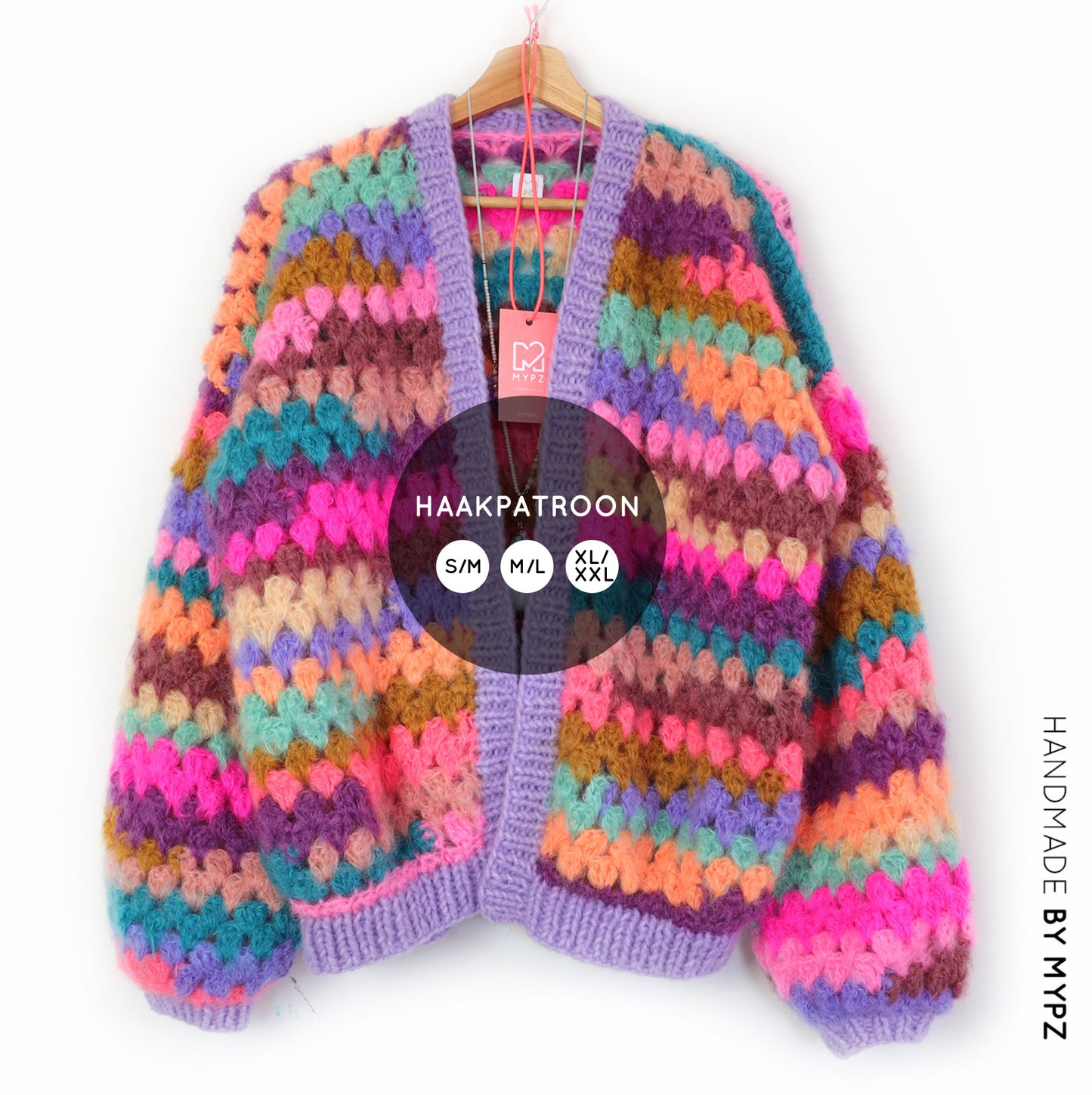 Crochet pattern - MYPZ short Mohair Granny stripes cardigan Fiesta (ENG-NL)