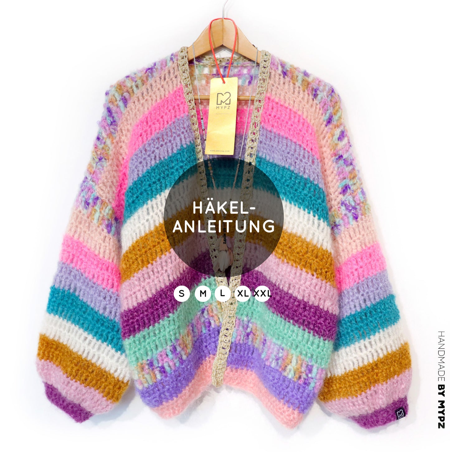 Crochet pattern - MYPZ Chunky Mohair cardigan Sunset Glow (ENG-NL-DE)