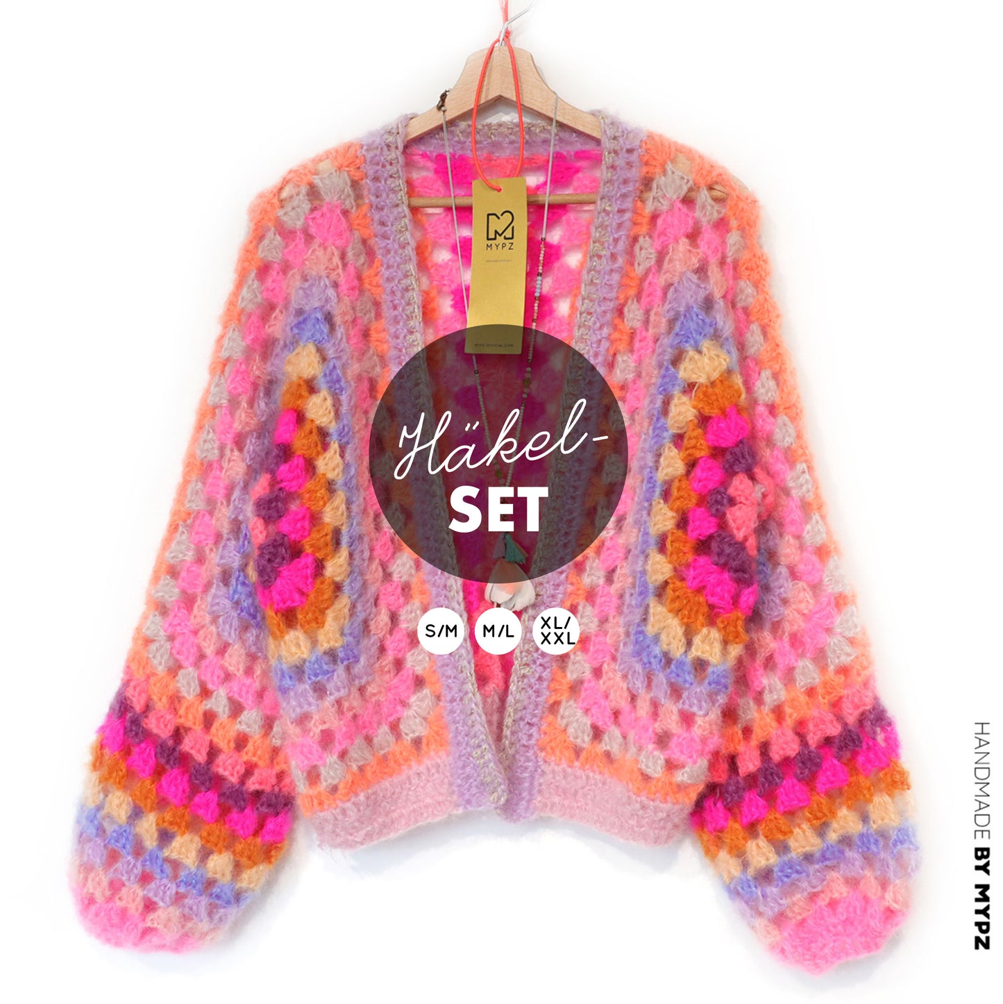 Crochet kit - MYPZ Hexagon Cardigan Pink Vibes (ENG-NL-DE)