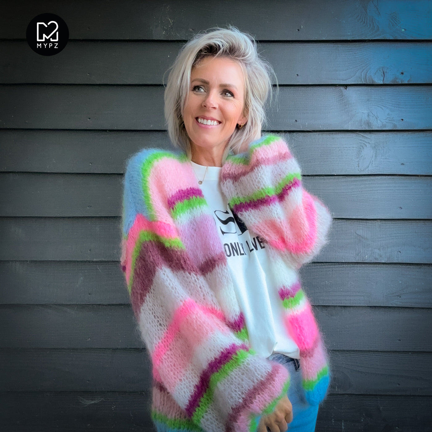 Knitting kit – MYPZ Basic Light Mohair Cardigan Candy Clouds No10 (ENG-NL-DE)