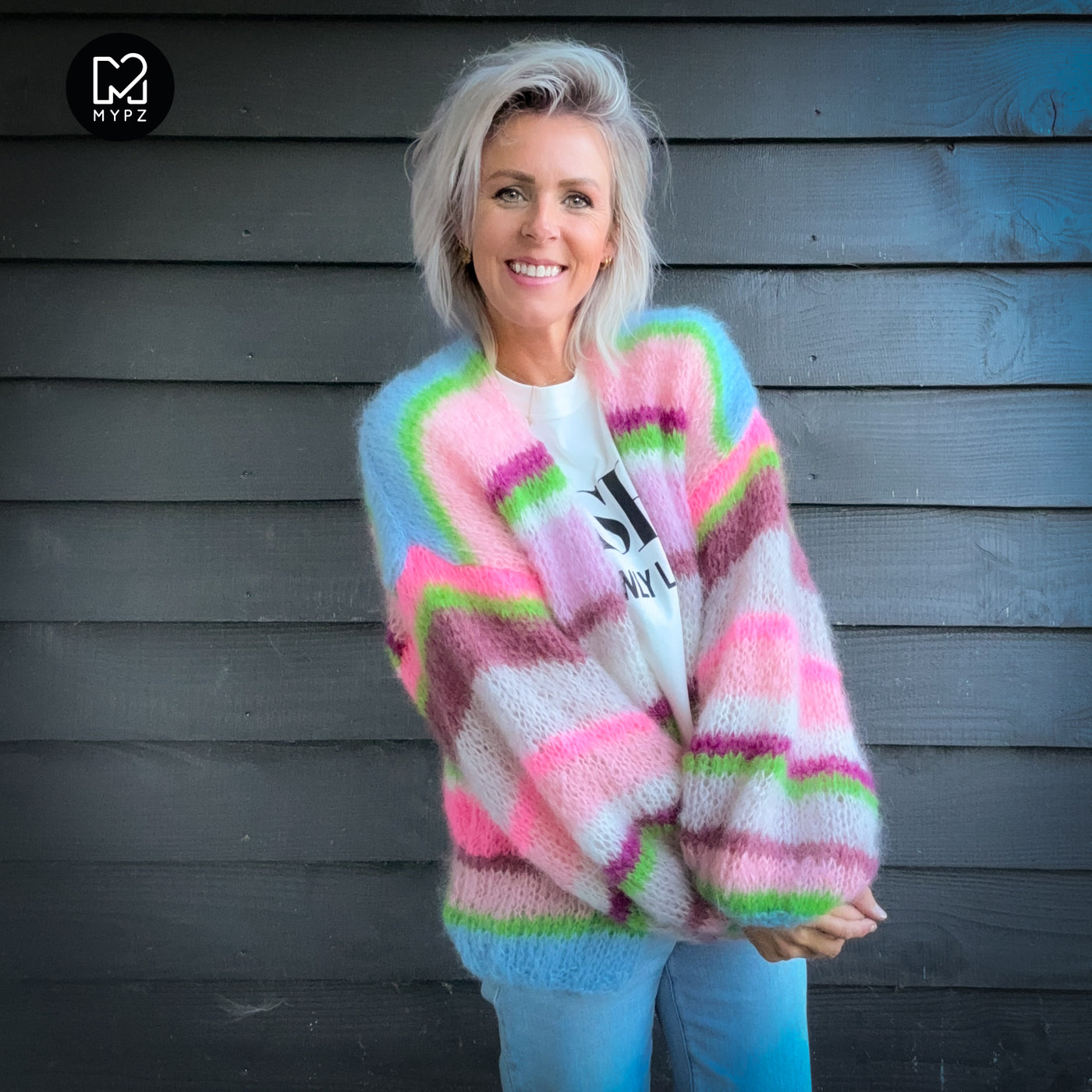 Knitting kit – MYPZ Basic Light Mohair Cardigan Candy Clouds No10 (ENG-NL-DE)
