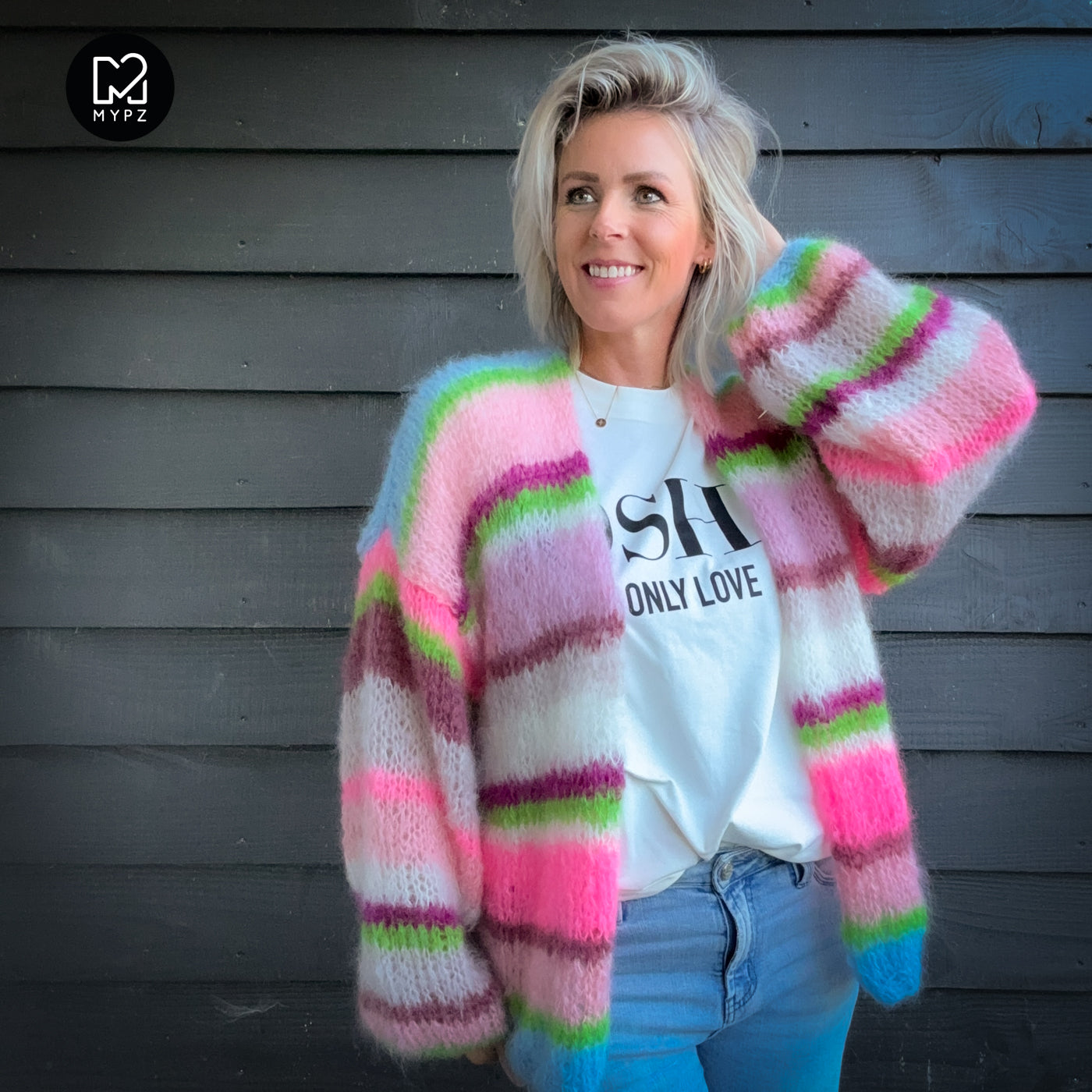 Knitting kit – MYPZ Basic Light Mohair Cardigan Candy Clouds No10 (ENG-NL-DE)