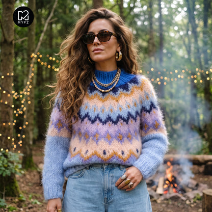 MYPZ Pullover top-down in mohair grosso ai mirtilli sed
