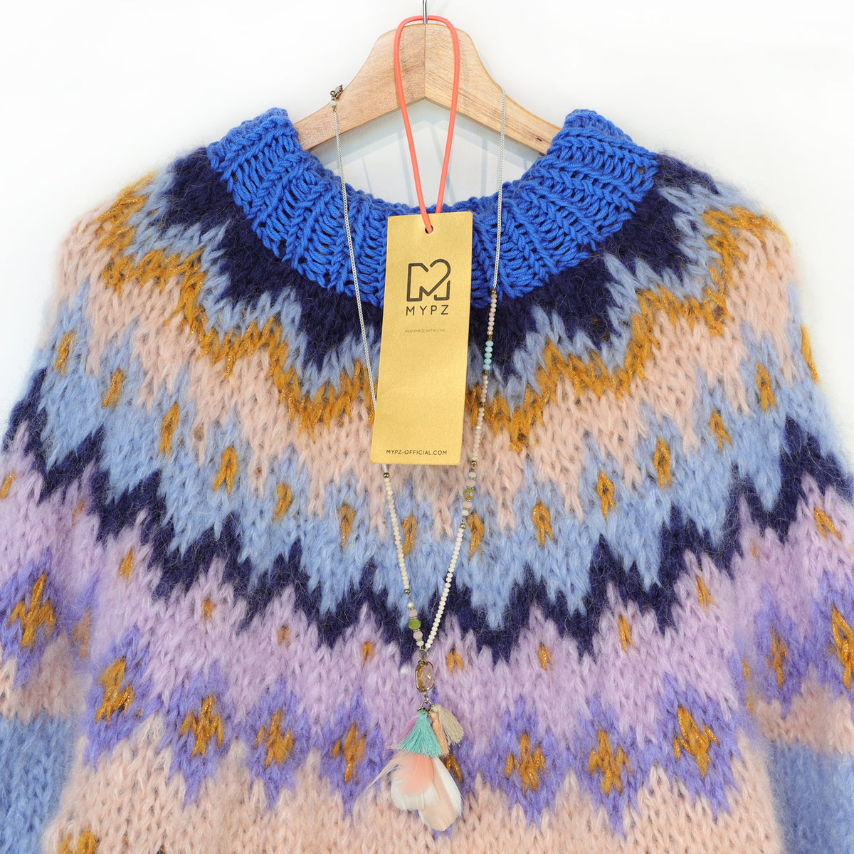MYPZ Pullover top-down in mohair grosso ai mirtilli sed