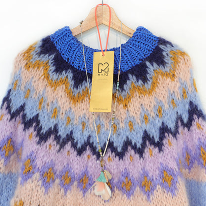 MYPZ Pullover top-down in mohair grosso ai mirtilli sed