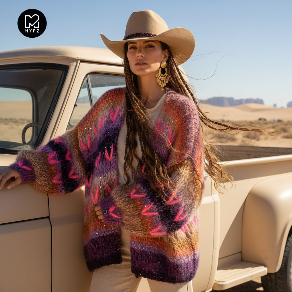 Chunky Mohair cardigan Boho Firefly