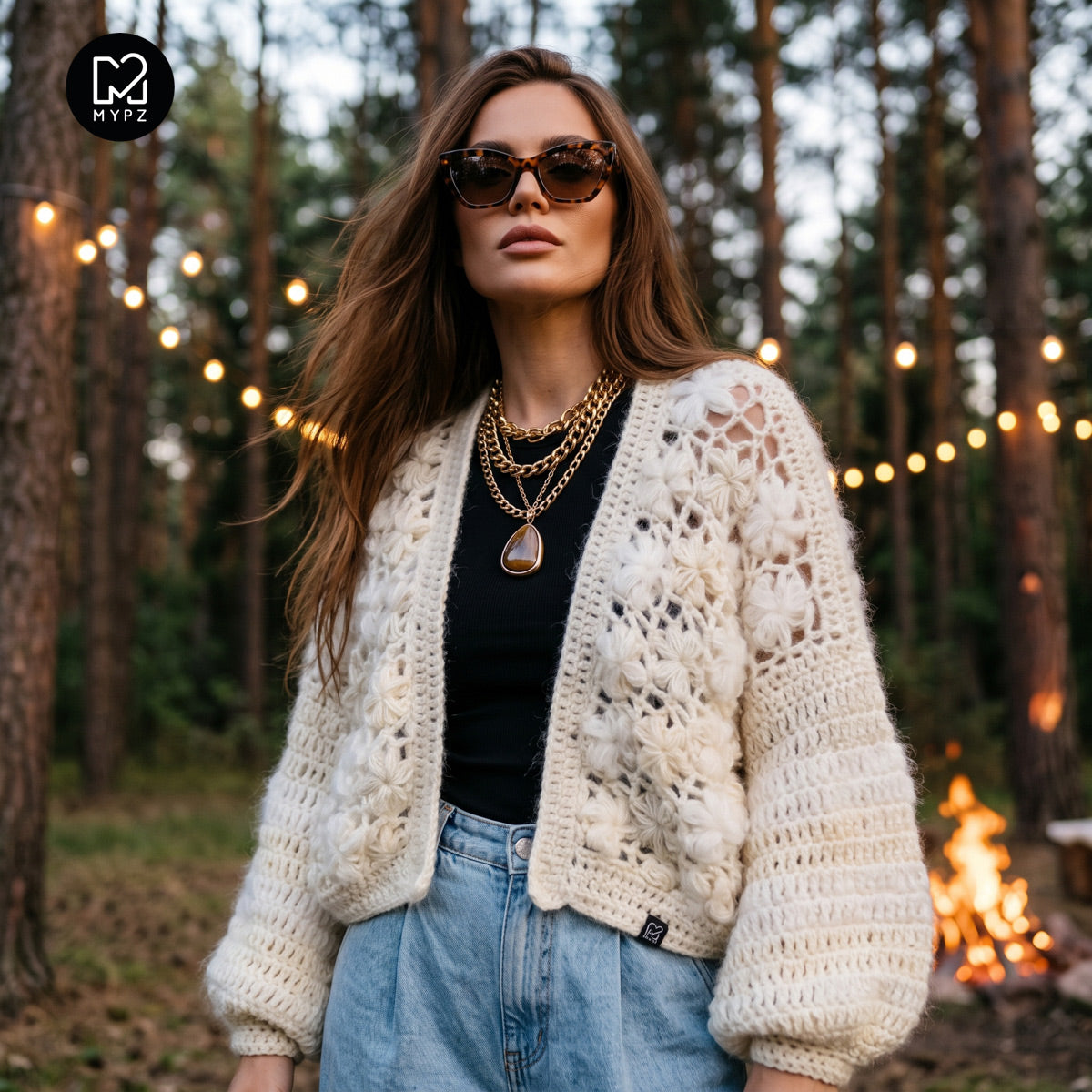 Schema all'uncinetto - MYPZ cardigan bomber corto Wildflower (ENG-DE-NL-ES-FR-IT-DA-SV-NO)