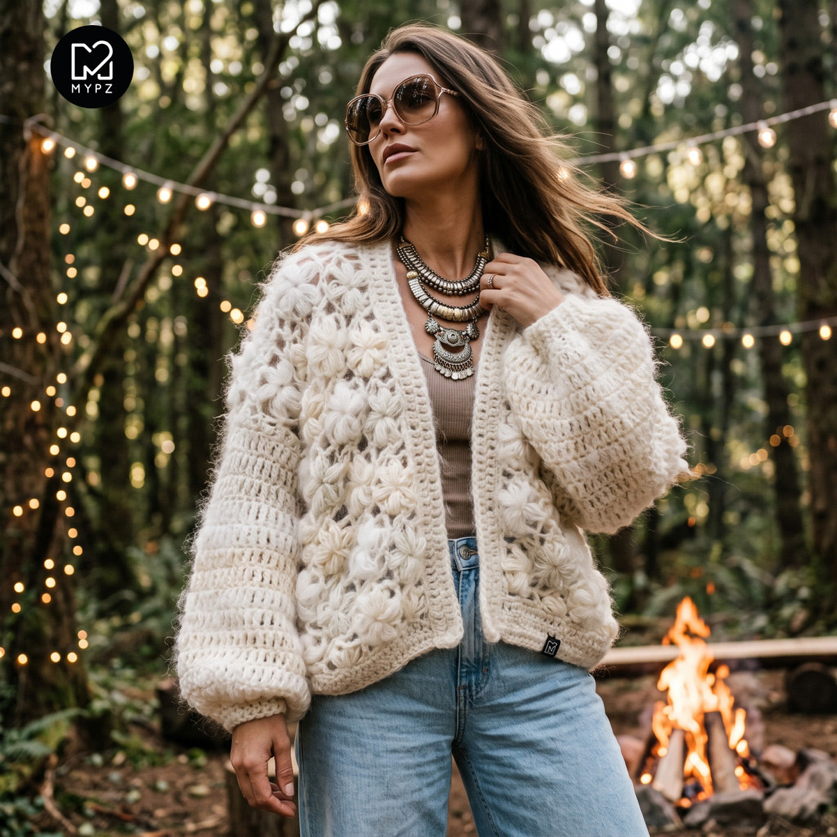 Schema all'uncinetto - MYPZ cardigan bomber corto Wildflower (ENG-DE-NL-ES-FR-IT-DA-SV-NO)