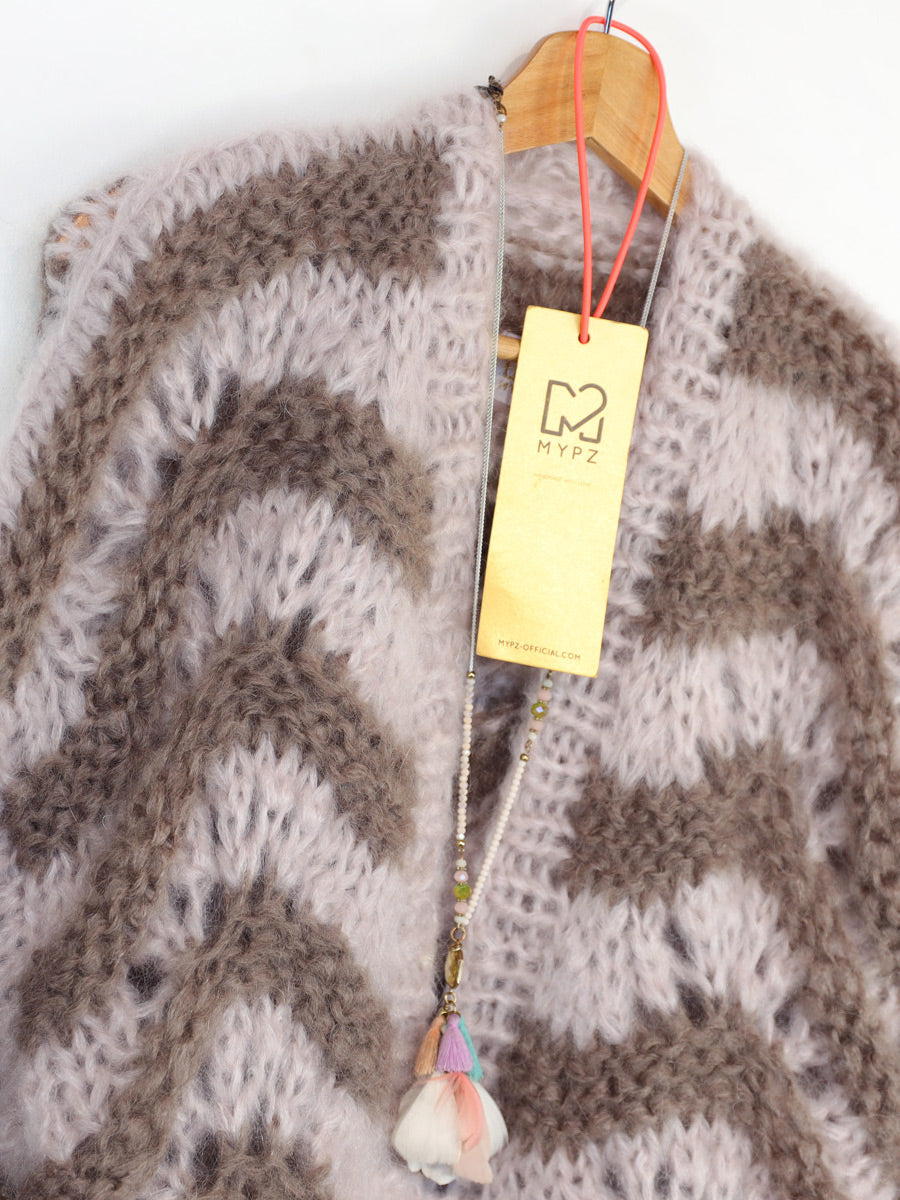Cardigan corto in mohair chunky MYPZ Stonies Wave