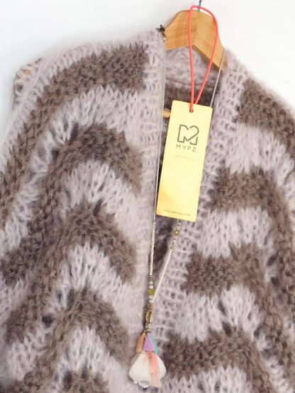 Cardigan corto in mohair chunky MYPZ Stonies Wave