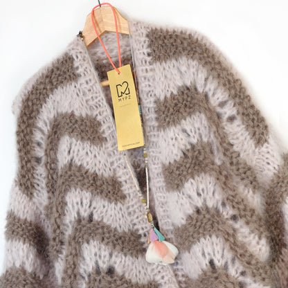 Knit Pattern – Short Chunky Mohair Cardigan Stonies Wave No.12 (ENG-DE-NL-ES-FR-IT-DA-SV-NO)