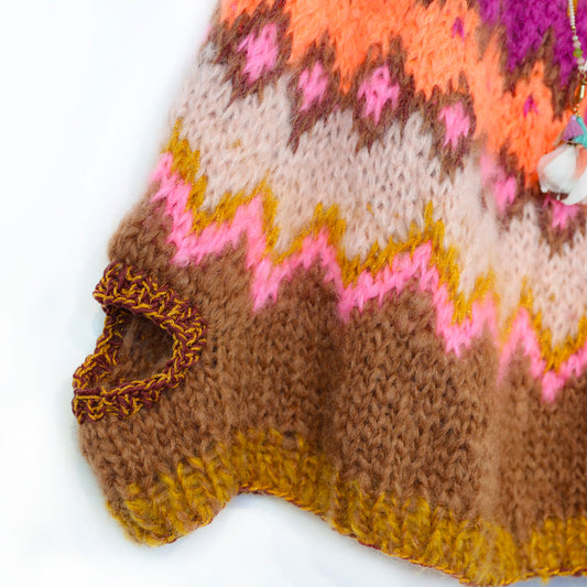 MYPZ Poncho in mohair grosso lavorato dall'alto Brownberry