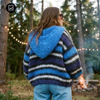 Schema di lavoro a maglia – MYPZ Hooded Chunky Mohair Bomber Cardigan Blu n.15 (ENG-DE-NL-ES-FR-IT-DA-SV-NO)
