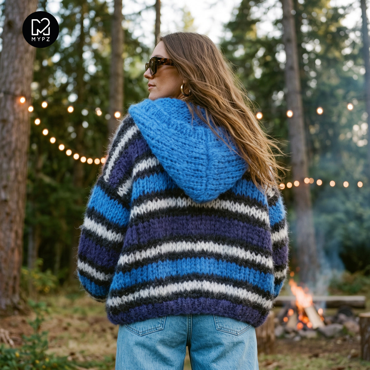 Schema di lavoro a maglia – MYPZ Hooded Chunky Mohair Bomber Cardigan Blu n.15 (ENG-DE-NL-ES-FR-IT-DA-SV-NO)