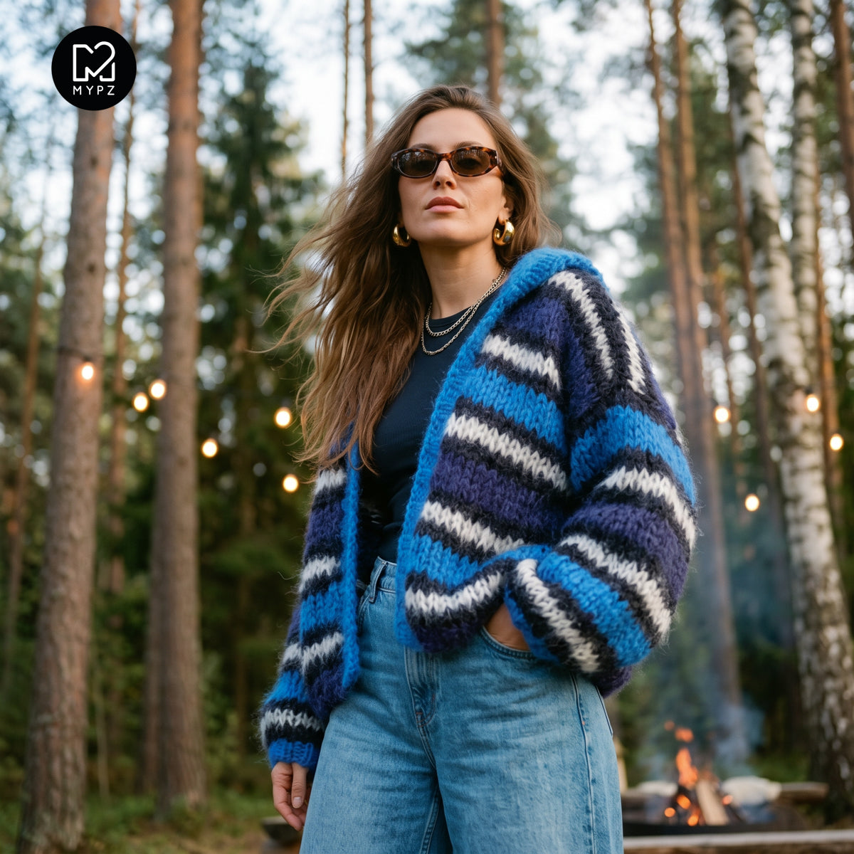 Schema di lavoro a maglia – MYPZ Hooded Chunky Mohair Bomber Cardigan Blu n.15 (ENG-DE-NL-ES-FR-IT-DA-SV-NO)