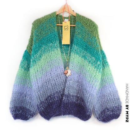 Schema per lavoro a maglia – Cardigan MYPZ Chunky Mohair Mystic Lagoon n. 15 (ENG-DE-NL-ES-FR-IT-DA-SV-NO)