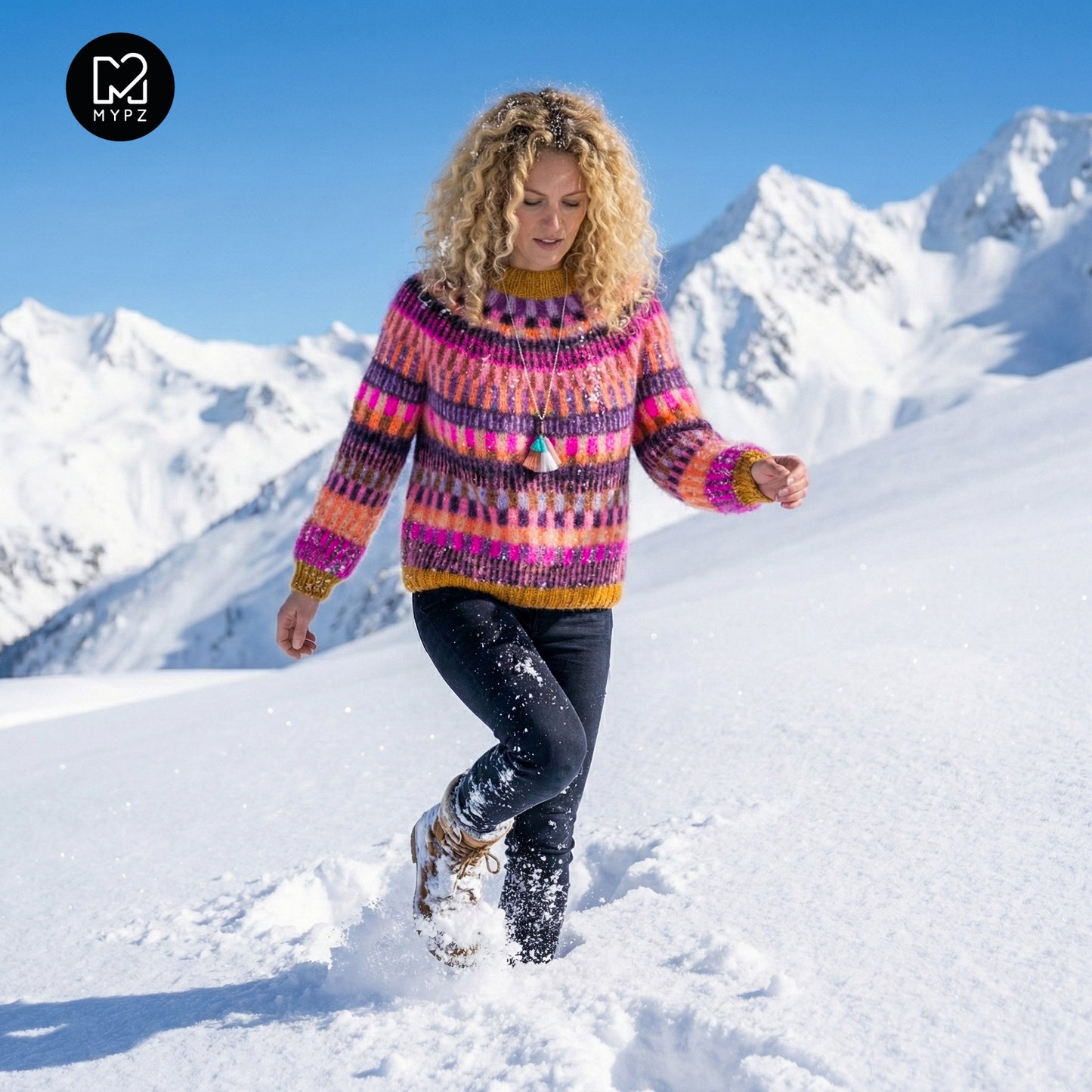 Knit pattern – MYPZ top-down sweater Boho Firefly No6 (ENG-NL-DE)