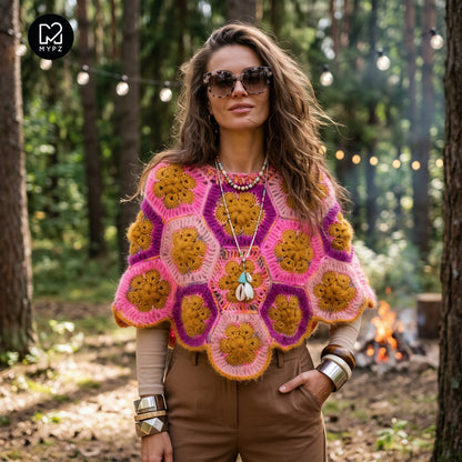 Schema all'uncinetto - MYPZ Poncho Pecan (ENG-DE-NL-ES-FR-IT-DA-SV-NO)