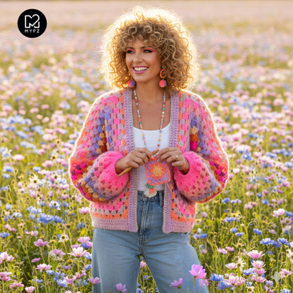 Crochet kit - MYPZ Hexagon Cardigan Pink Vibes (ENG-NL-DE)
