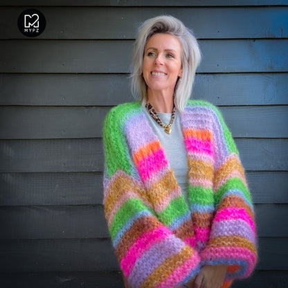 Knit pattern – MYPZ Chunky Mohair Cardigan Rainbow Sorbet No.15 (ENG-NL-DE)