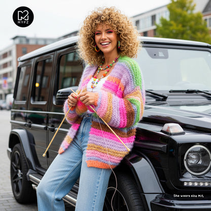 Knit pattern – MYPZ Chunky Mohair Cardigan Rainbow Sorbet No.15 (ENG-NL-DE)