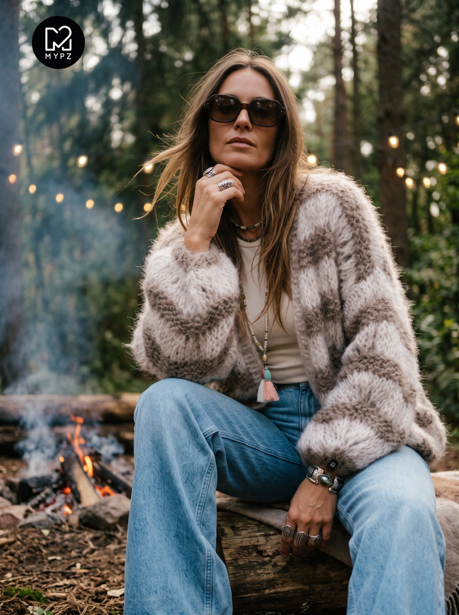 Knit Pattern – Short Chunky Mohair Cardigan Stonies Wave No.12 (ENG-DE-NL-ES-FR-IT-DA-SV-NO)