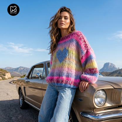 Knitting Kit – MYPZ Short Chunky Alpaca-Mohair Pullover Sunset Rave No15 (ENG-NL-DE)