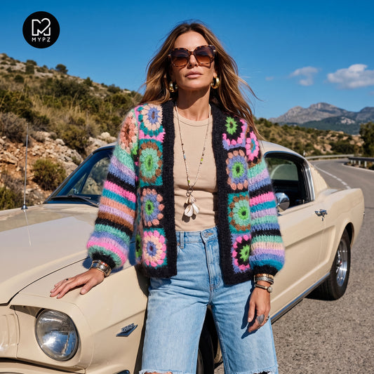Kit per uncinetto - cardigan MYPZ Granny in mohair Treasure (ENG-NL-DE)