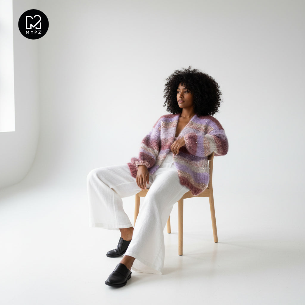 Knitting Pattern – Chunky Mohair Cardigan Whisper Rose No.12 (ENG-NL-DE)