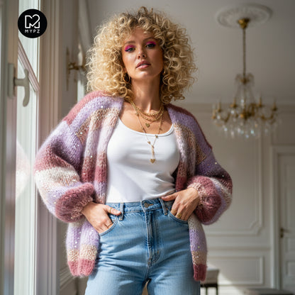 Knitting Pattern – Chunky Mohair Cardigan Whisper Rose No.12 (ENG-NL-DE)