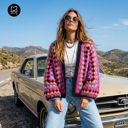 Kit per uncinetto – cardigan MYPZ Hexagon Mohair Cardigan Wild (ENG-NL-DE)