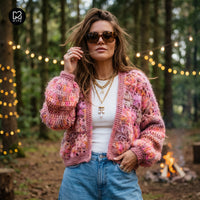 Kit per uncinetto - cardigan corto MYPZ Wildflower color Pecan (ENG-DE-NL-ES-FR-IT-DA-SV-NO)