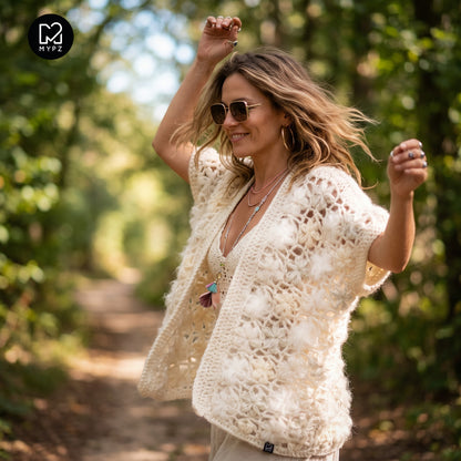 Crochet kit - MYPZ Wildflower cardigan Shades of White (ENG-NL-DE-FR-ES)