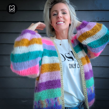 Crochet pattern - MYPZ Chunky Mohair cardigan Sunset Glow (ENG-NL-DE)