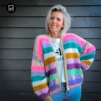 Crochet pattern - MYPZ Chunky Mohair cardigan Sunset Glow (ENG-NL-DE)