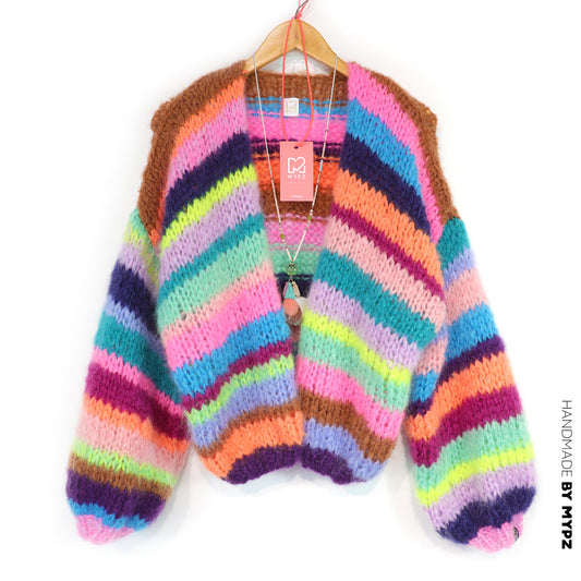 Knitting Kit – Chunky Mohair Cardigan Rainbow Medley No.12 (ENG-NL-DE)