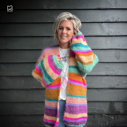 Crochet kit - Chunky Mohair cardigan Gemstone (ENG-NL)