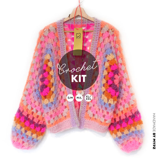 Crochet kit - MYPZ Hexagon Cardigan Pink Vibes (ENG-NL-DE)
