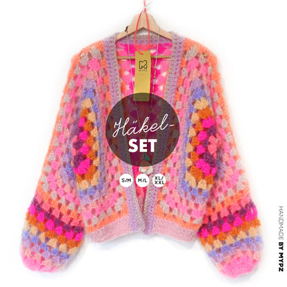 Crochet kit - MYPZ Hexagon Cardigan Pink Vibes (ENG-NL-DE)