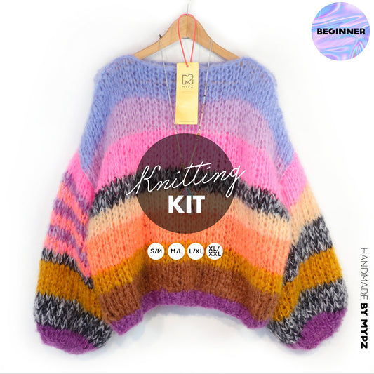 Knitting Kit – MYPZ Basic Chunky Pullover Candy Heat No15 (ENG-NL-DE)