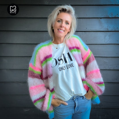Knitting kit – MYPZ Basic Light Mohair Cardigan Candy Clouds No10 (ENG-NL-DE)